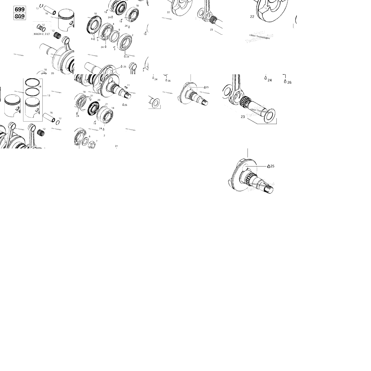 Crankshaft And Pistons (699, 809)