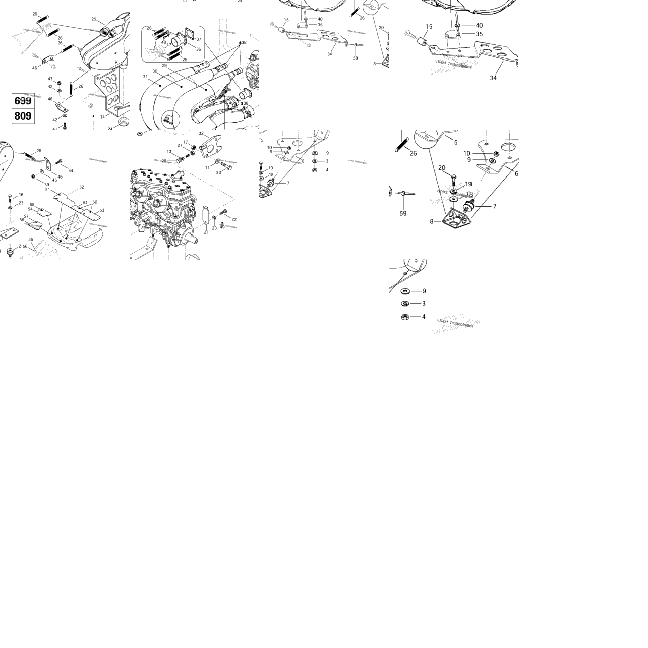 Engine Support And Muffler (699, 809)