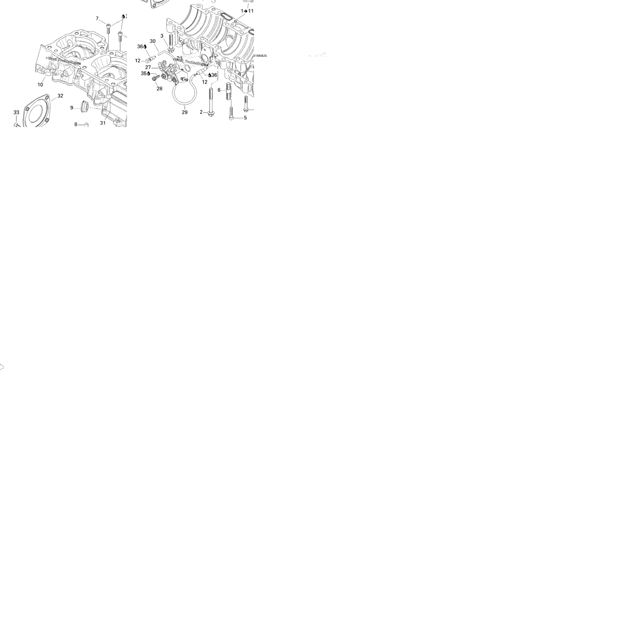 Crankcase, Water Pump And Oil Pump