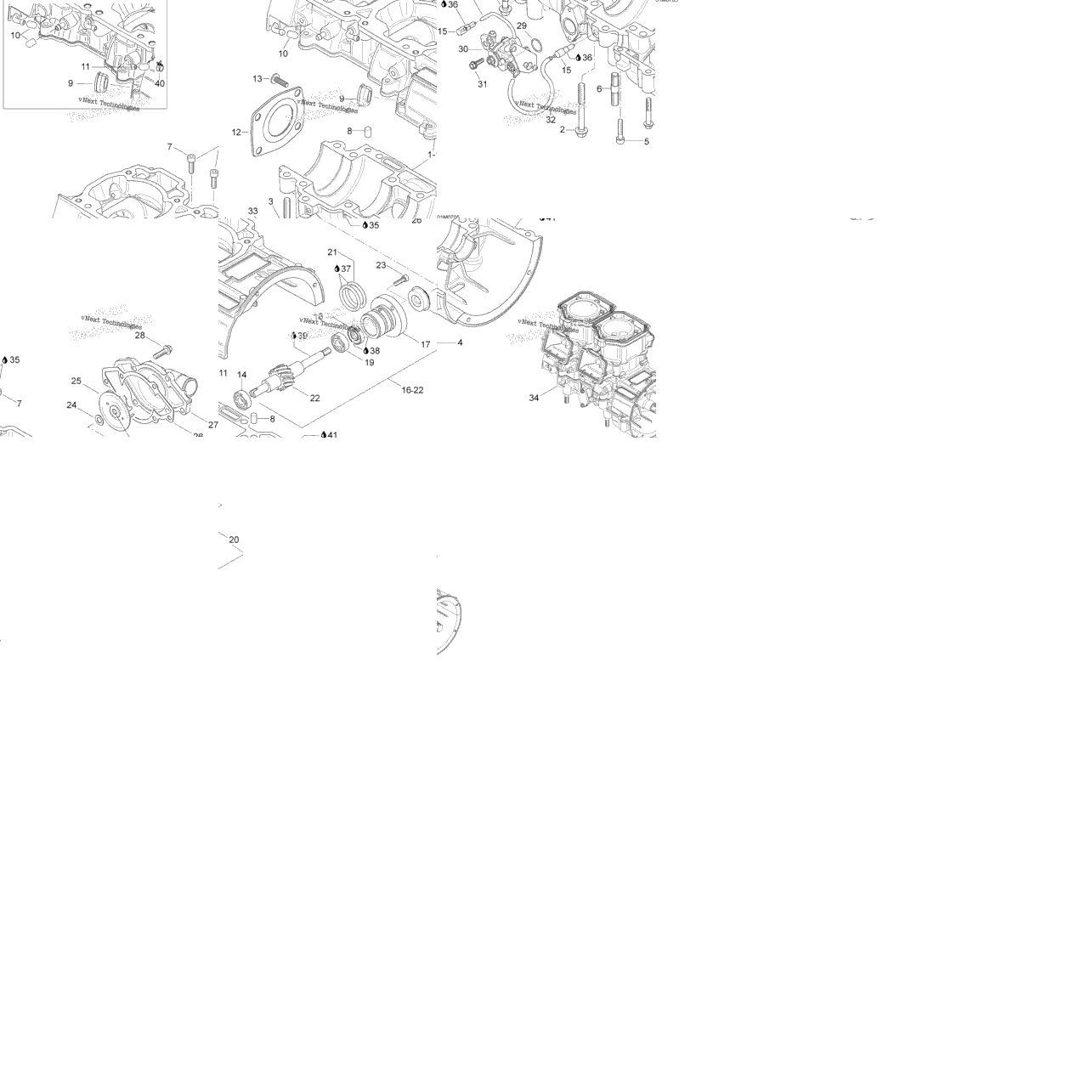 Crankcase, Water Pump And Oil Pump