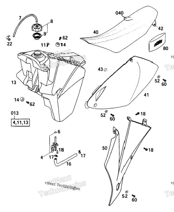 Tank, Seat, Covers Sx
