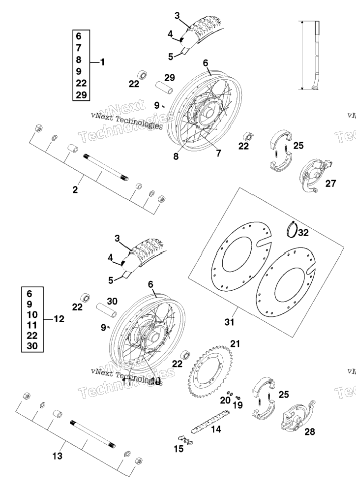 Front Wheel, Rear Wheel