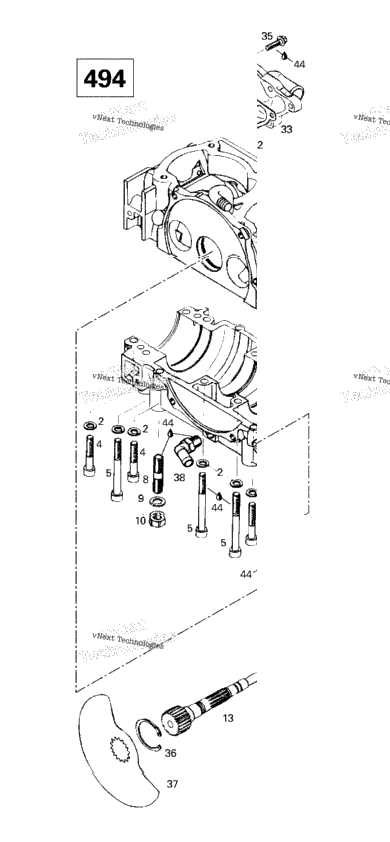 Crankcase, Rotary Valve, Water Pump (494)