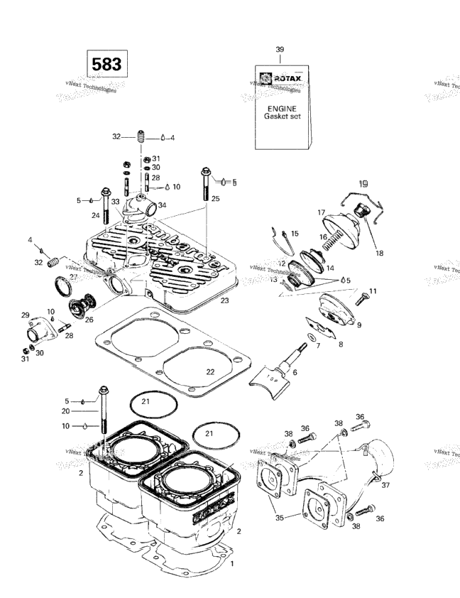 Cylinder, Exhaust Manifold (583)