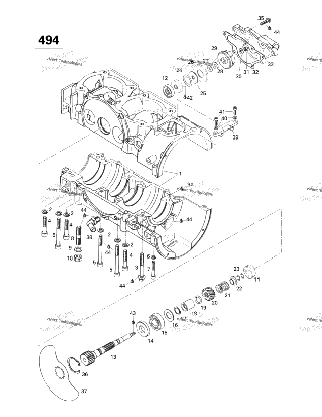 Crankcase, Rotary Valve, Water Pump (494)