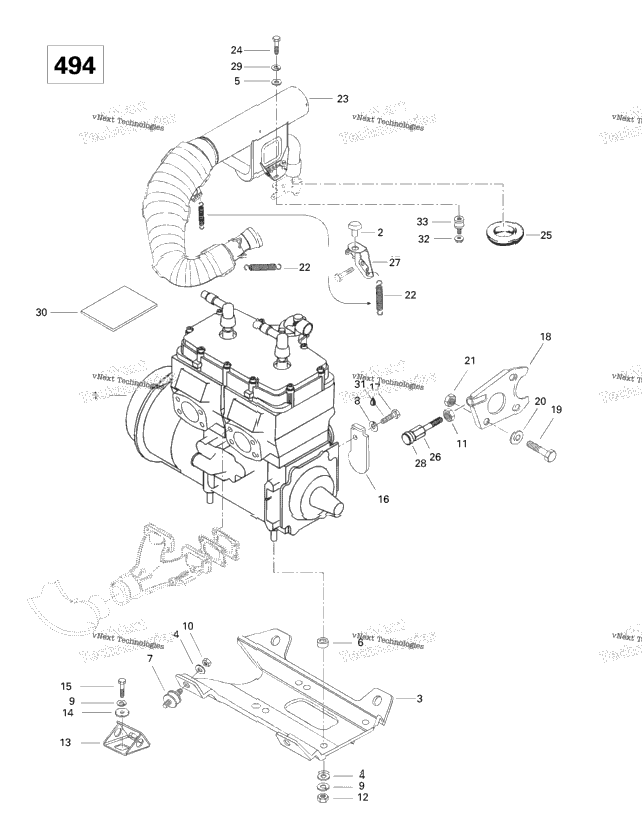Engine Support And Muffler (494)