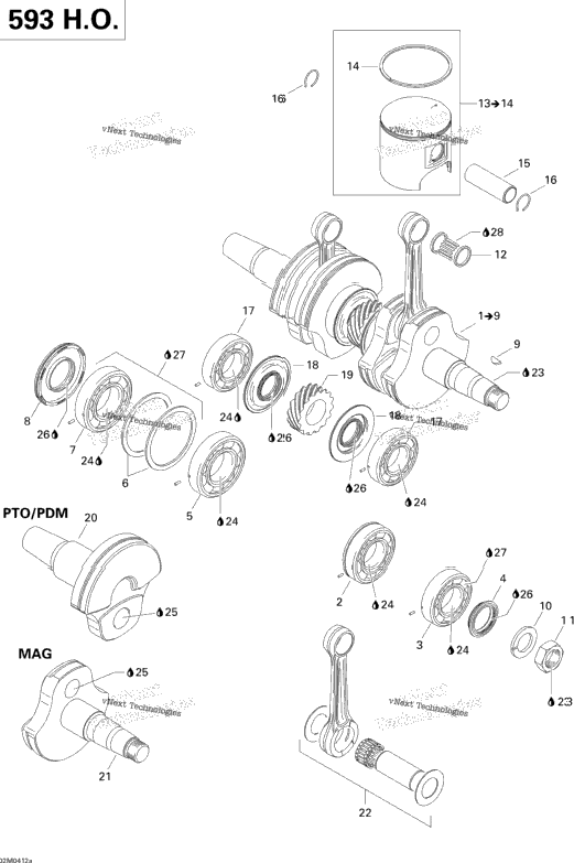 Crankshaft And Pistons (593 Ho)