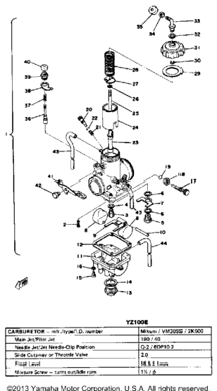 Carburetor Yz100 E - F