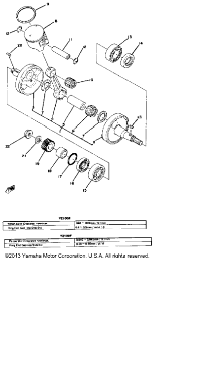 Crankshaft - Piston Yz100 E - F