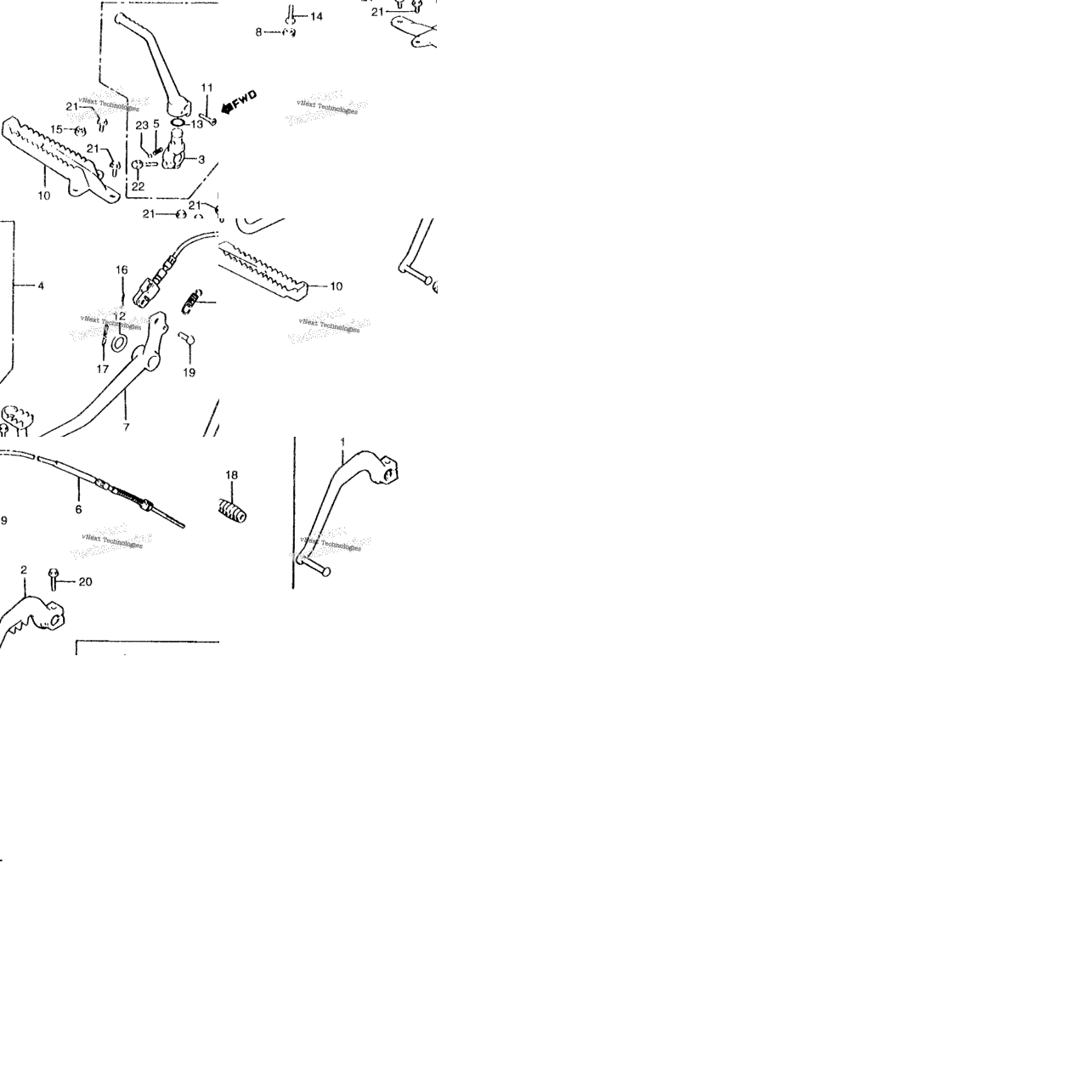 Brake Pedal + Gearshift Pedal + Footpeg 81-82