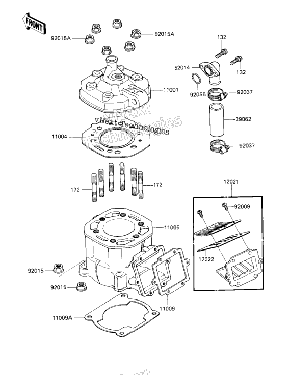 Cylinder Head/Cylinder/Reed Valve ('84 A