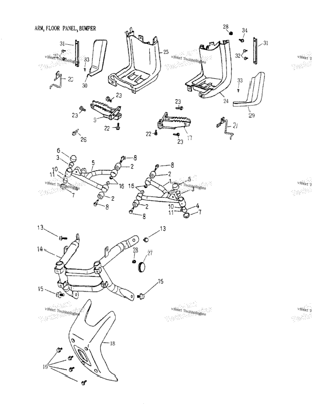 Arm, Foot Rest, Bumper 172A-17