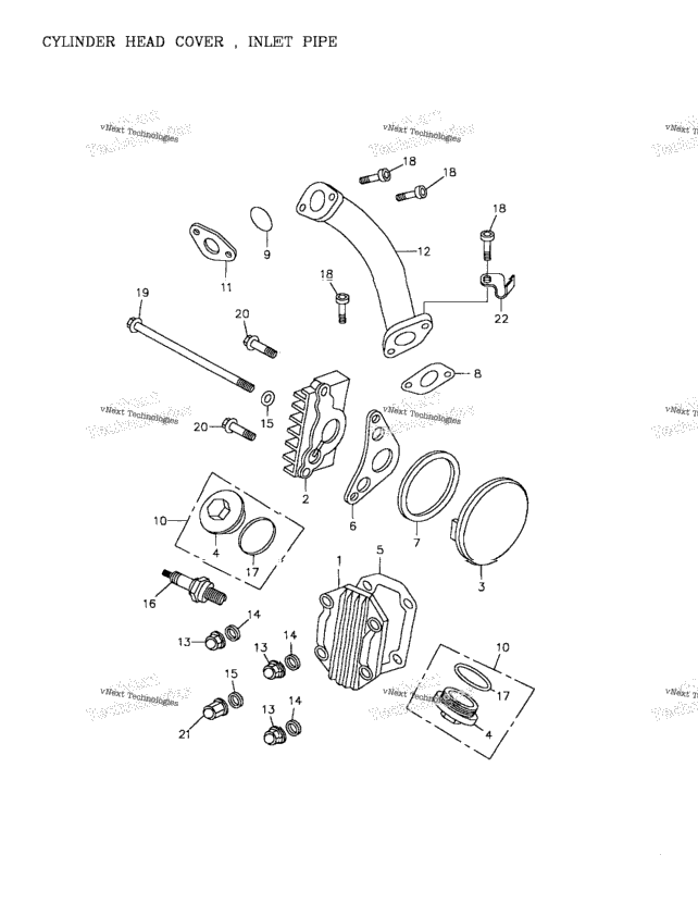 Cylinder Head Cover, Inlet Pipe 172A-01