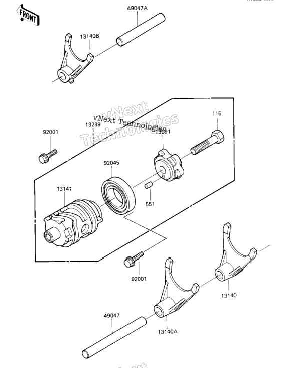 Gear Change Drum & Forks ('84 A1)
