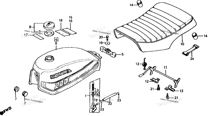 185/200 Fuel Tank + Seat 80-82