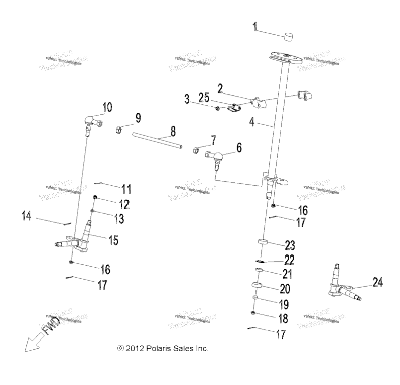 Steering, Steering Post & Tie Rod Asm