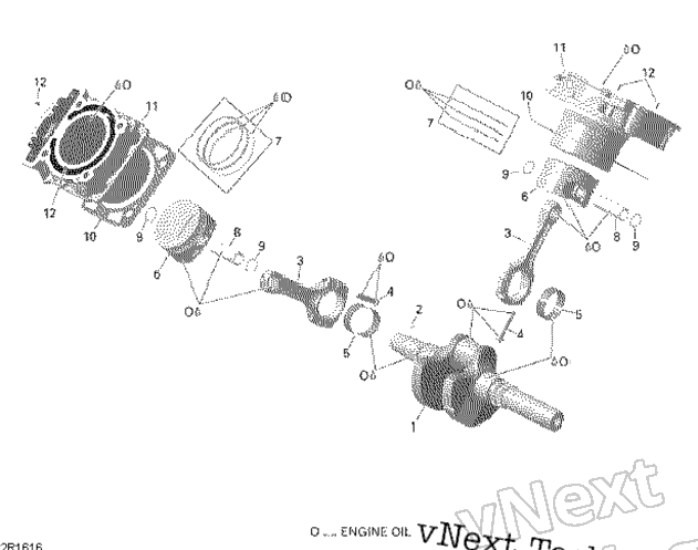 Crankshaft And Pistons - 650 Efi