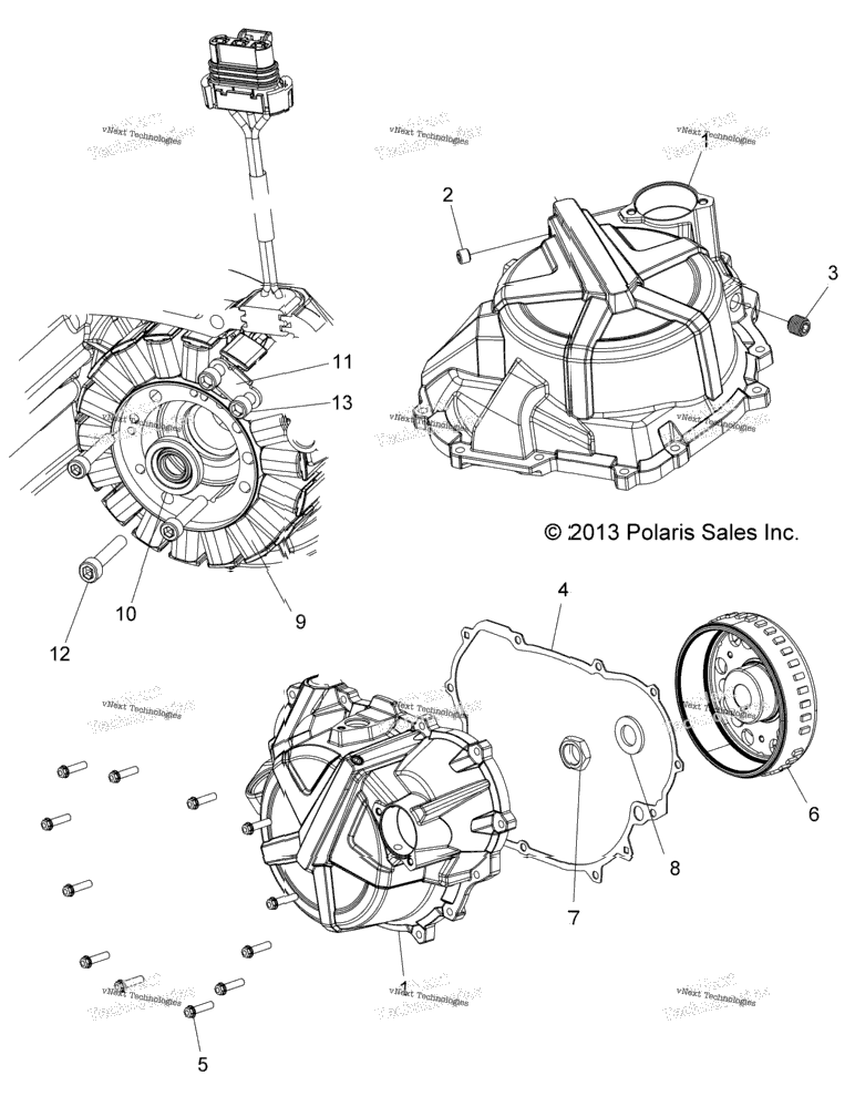 Engine, Stator Cover And Flywheel
