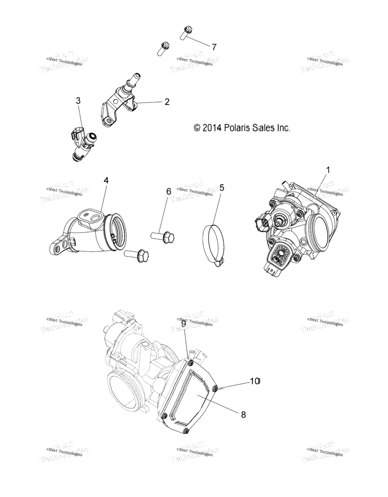 Engine, Throttle Body And Fuel Rail