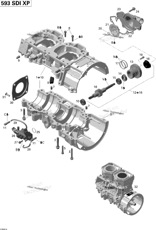 Crankcase, Water Pump And Oil Pump