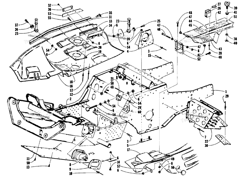 Front Frame, Belly Pan And Footrest Assembly