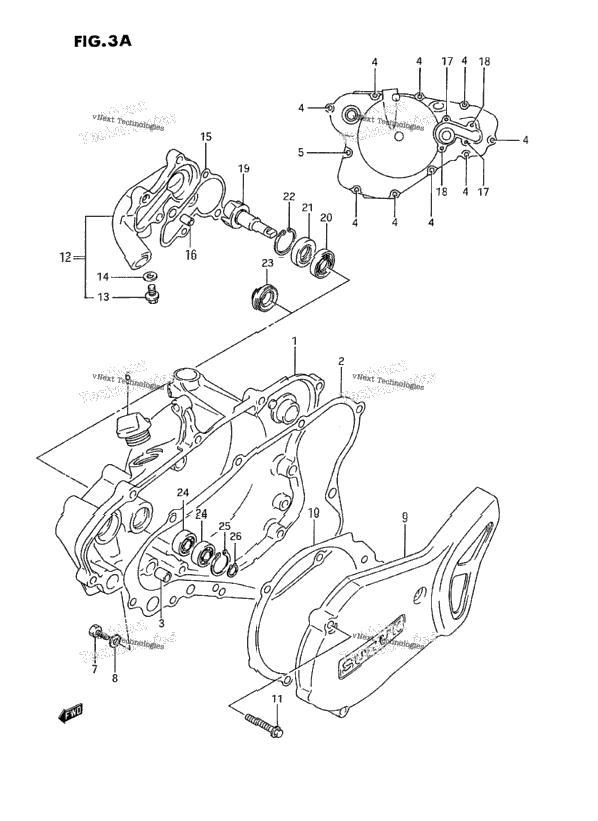Crankcase Cover- Water Pump (Model K/L/M/N/P/R/S)