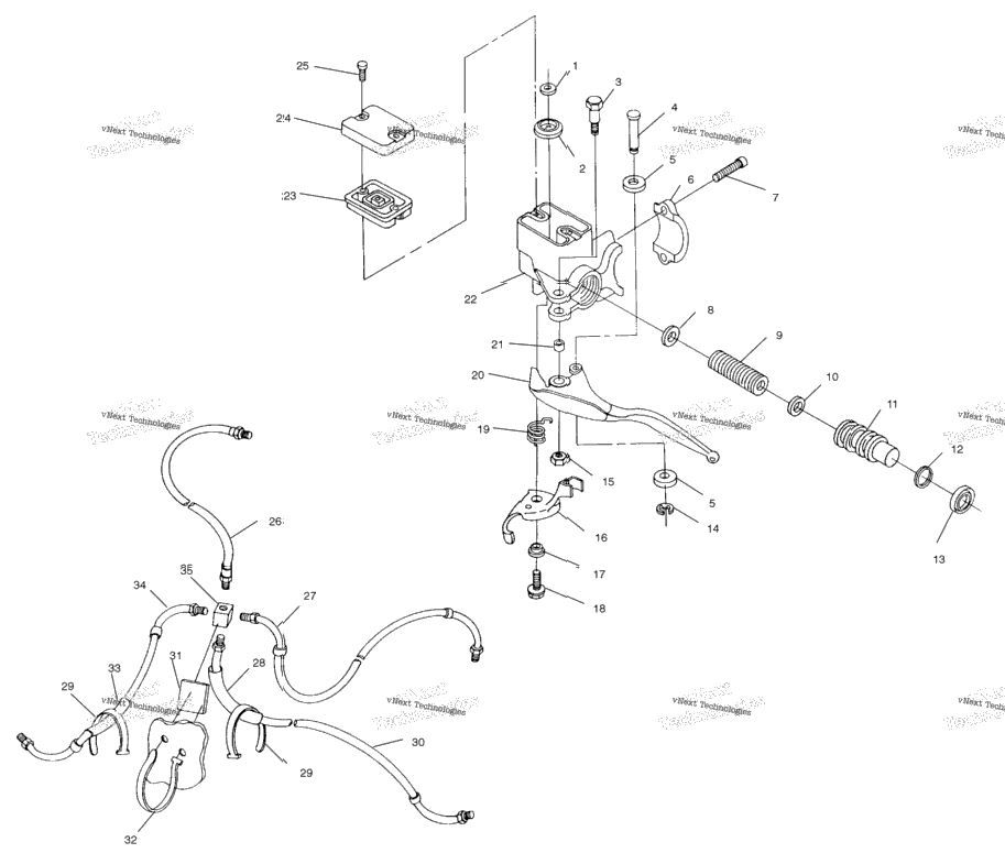 Controls Master Cylinder/Brake Line