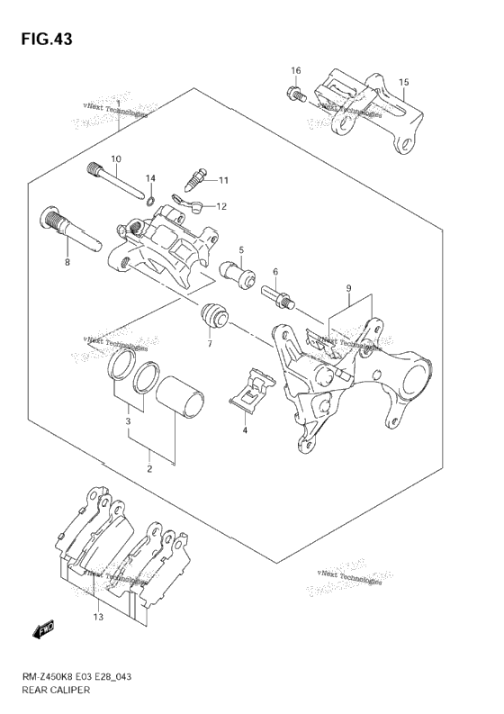 Rear Caliper (Rm-Z450 K8/K9/L0)