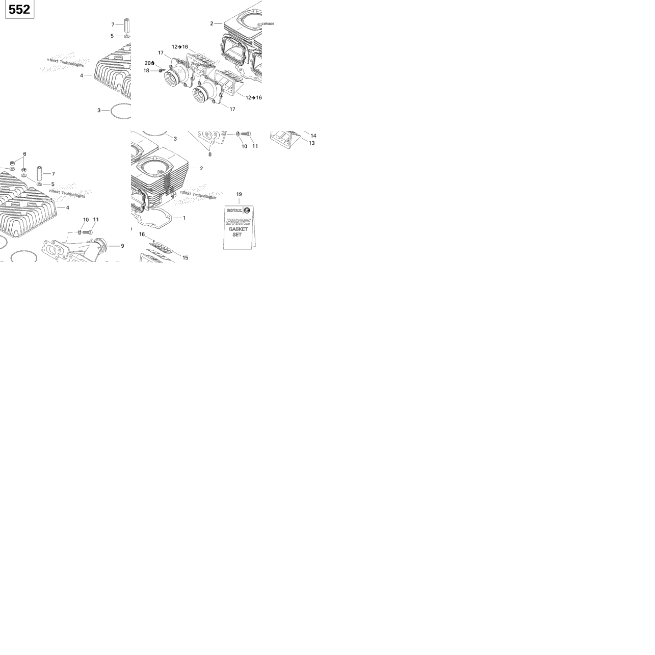 Cylinder, Exhaust Manifold And Reed Valve V1