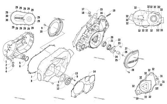 Clutch/V-Belt/Magneto Cover Assembly