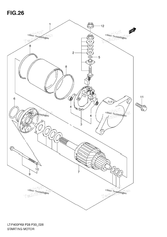 Starting Motor (Model K8/K9)