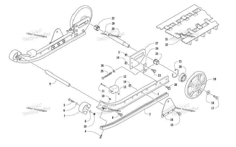 Slide Rail, Idler Wheels, And Track Assembly