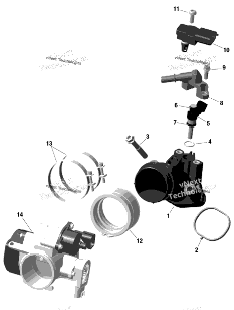 Rotax - Air Intake Manifold And Throttle Body - Mechanical Throttle Control