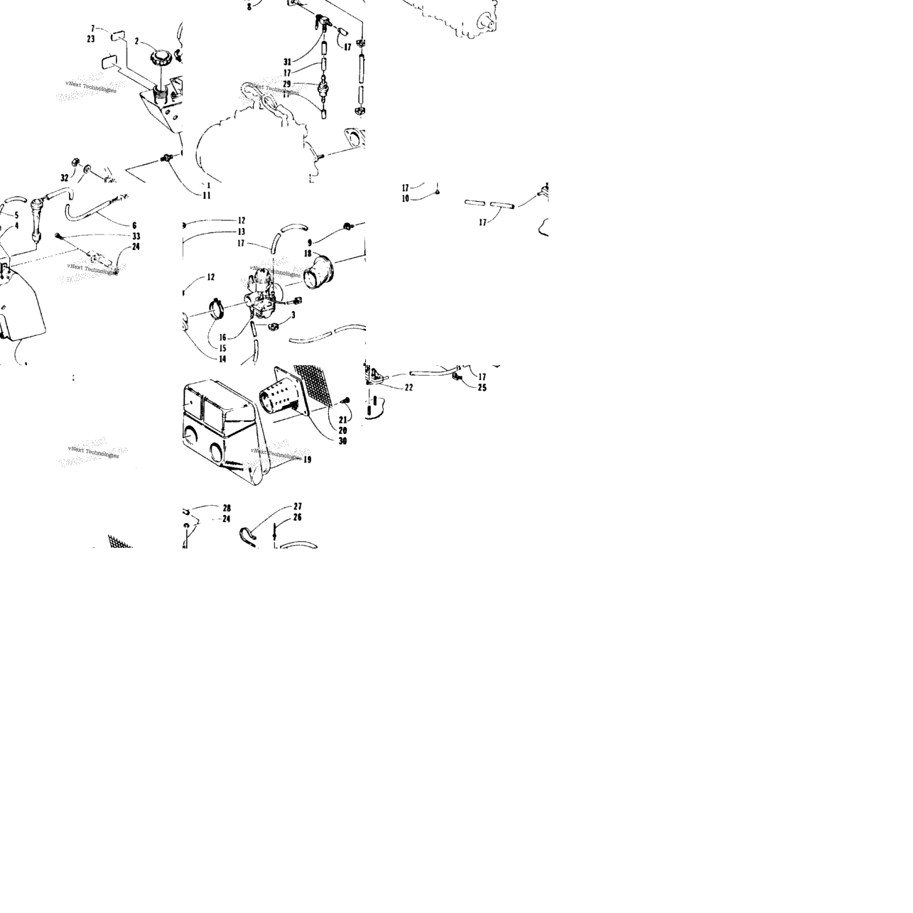 Oil Tank, Carburetor, Fuel Pump, And Silencer