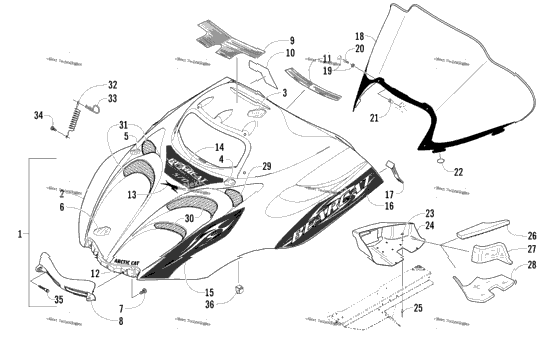 Hood And Windshield Assembly
