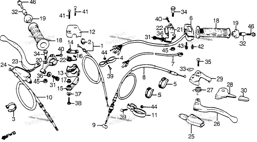 Control Levers + Cables + Swtiches