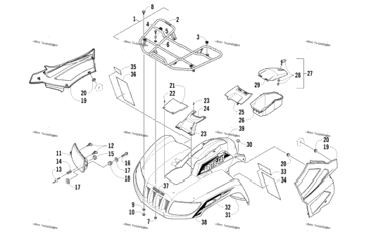 Front Rack, Body Panel, And Headlight Assemblies