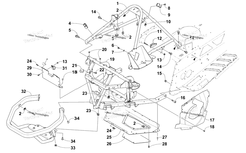 Front Bumper, Frame, And Steering Support Assembly