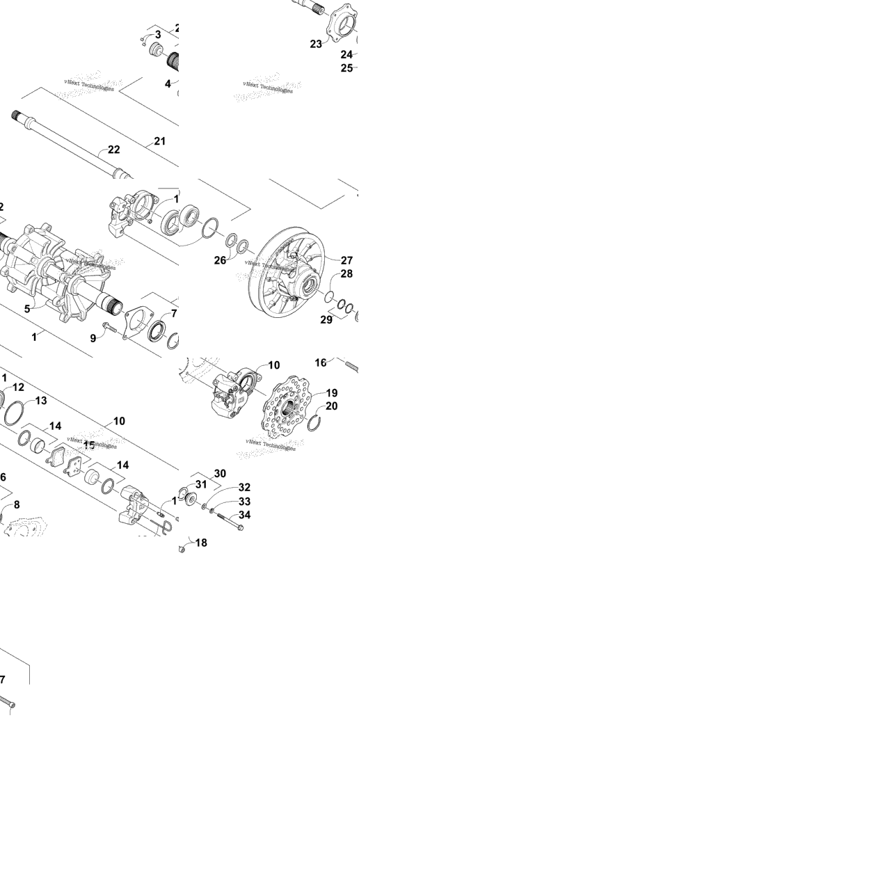 Drive Train Shafts And Brake Assemblies