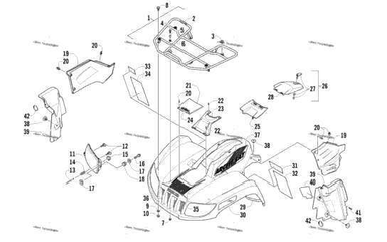 Front Rack, Body Panel, And Headlight Assemblies