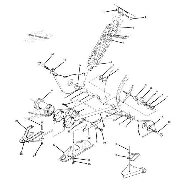 Swing Arm Weldment & Rear Shock Assembly
