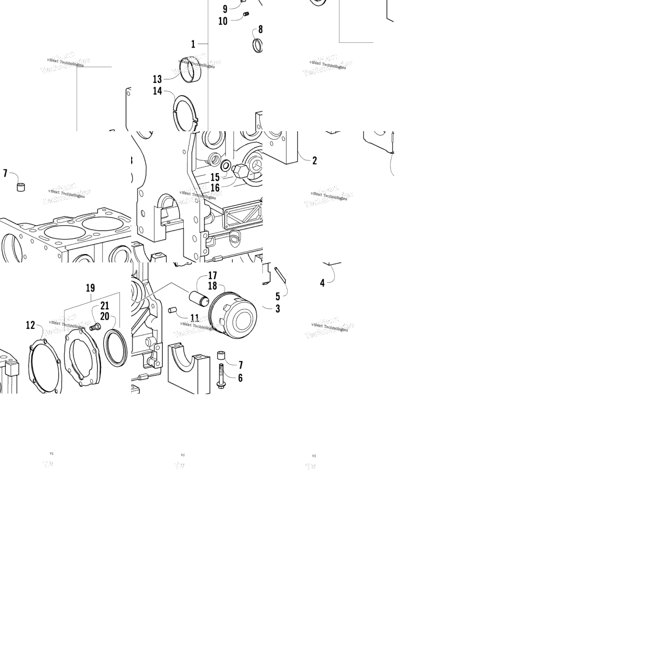 Crankcase, Crankshaft Support, And Oil Filter Assemblies