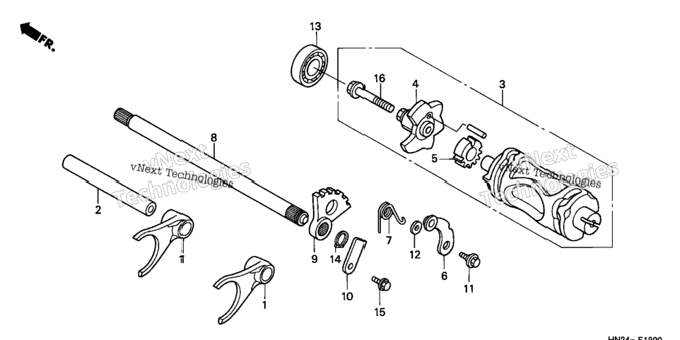 Gearshift Fork + Gearshift Drum