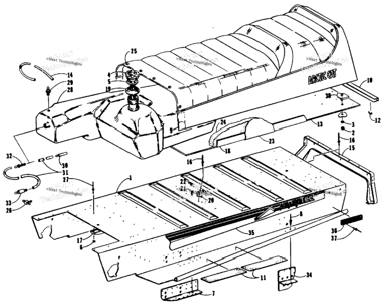 Tunnel, Gas Tank, And Seat