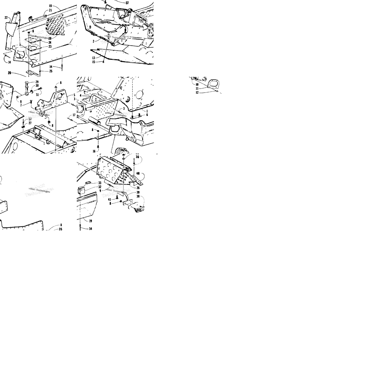 Front Frame, Belly Pan And Footrest Assembly