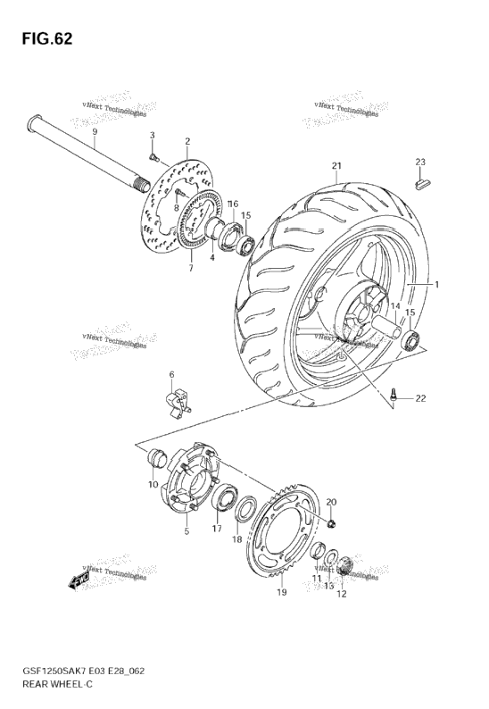 Rear Wheel (Gsf1250sak7/Sak8/Sak9)