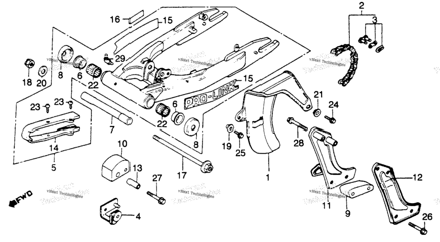 Swingarm + Chain Case 82