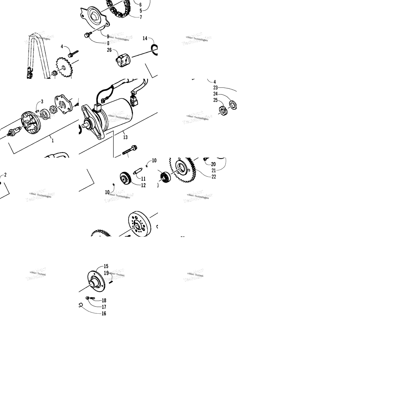 Starter Motor And Oil Pump Assemblies