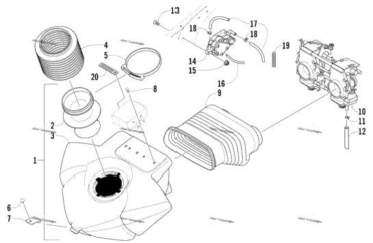 Air Silencer, Carburetor, And Fuel Pump Assembly