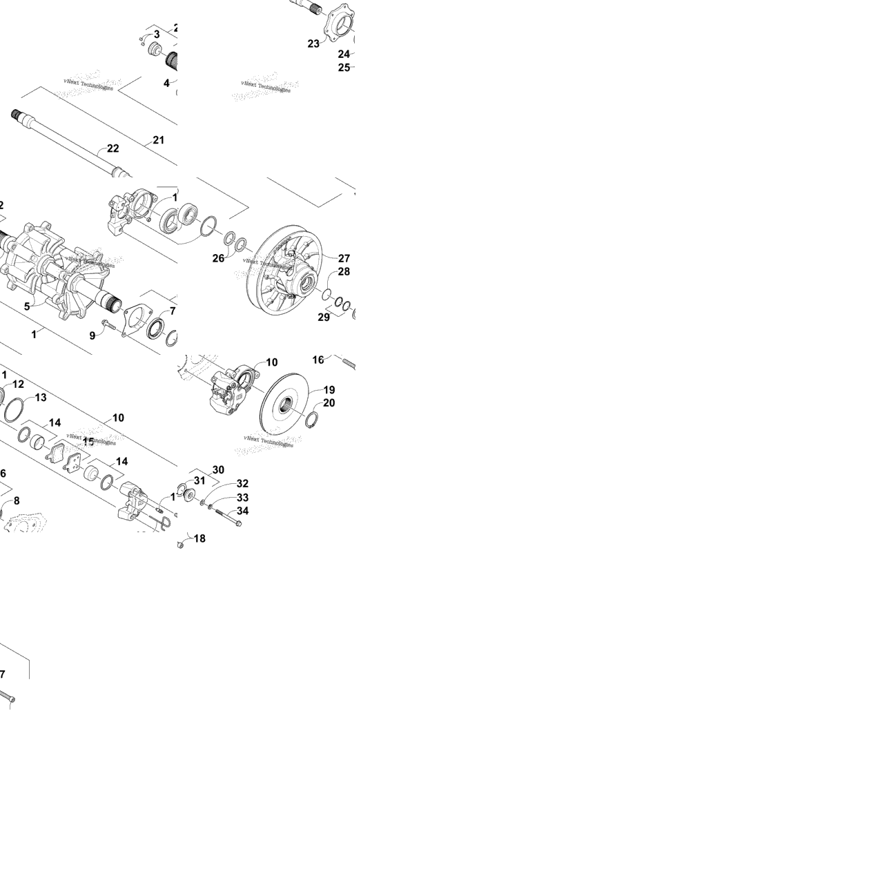 Drive Train Shafts And Brake Assemblies